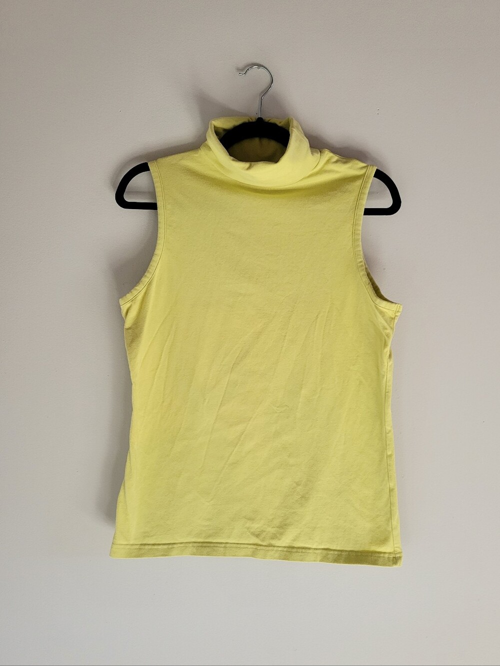 Vintage Spiegel Sleeveless Turtleneck Top Bodycon Citron Womens Medium
